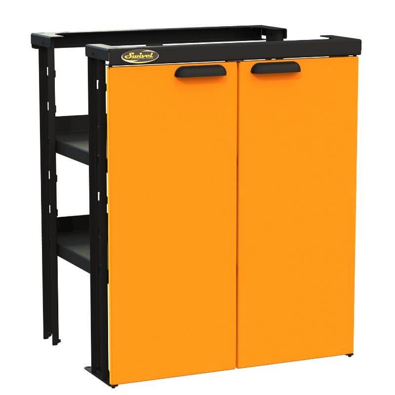 Swivel Storage Solutions PRO 80 Modular Series 30" Wide Cabinet with 2 Adjustable Shelves & Mounting Brackets (Base Unit Required) Front Left View with Cabinets Closed