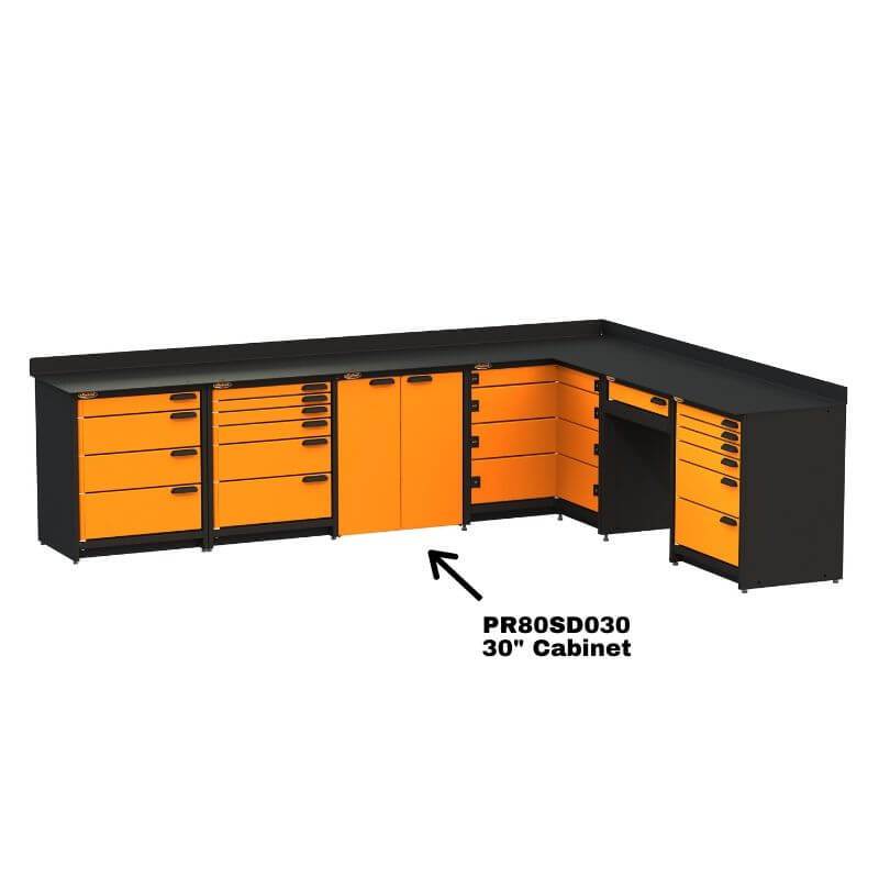 Swivel Storage Solutions PRO 80 Modular Series 30" Wide Cabinet with 2 Adjustable Shelves & Mounting Brackets (Base Unit Required) Shown When Installed With Other PRO 80 Units