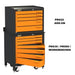Swivel Storage Solutions PRO 30 Series 7 Drawer Rolling Workbench Paired with the Pro 22 Tool Storage Unit Breakdown of Components Labeled