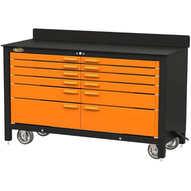 Swivel Storage Solutions PRO 60 Series 12 Drawer Rolling Workbench Front Right View with Drawers Closed