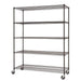 Trinity TBF-0931 (60x24x72) Basics 5-Tier Black Anthracite Wire Shelving w/ Wheels shown with empty shelves and view from the front right.