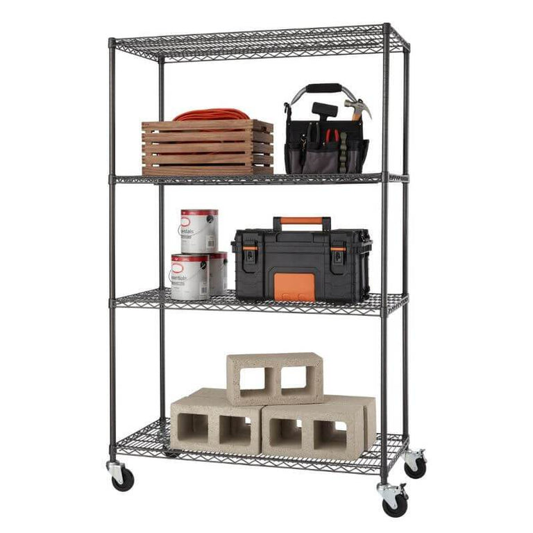 TRINITY 5-Tier Outdoor Wire Shelving Rack with Wheels, 48 x 18 x