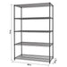 Trinity TBFPBA-0926 (48x24x72) PRO 5-Tier Wire Shelving in Black Anthracite Color Shown Empty, Viewed from front right with overview of dimensions.