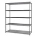 Trinity TBFPBA-0928 (60x24x72) PRO 5-Tier Wire Shelving in Black Anthracite Color Shown Empty viewed from the Front Right.