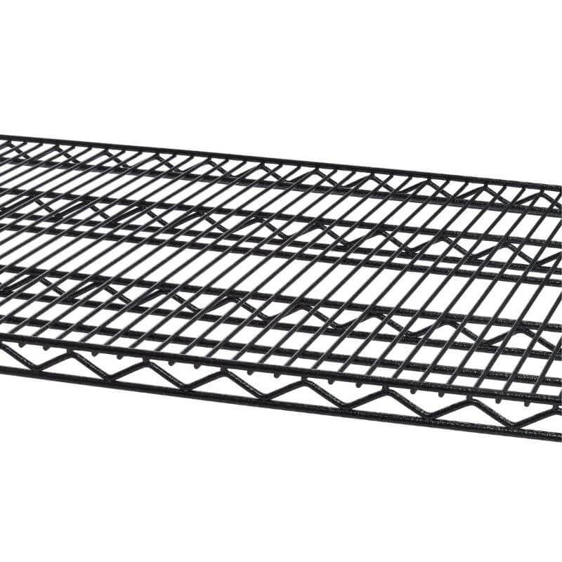 Trinity TBFPBA-0928 (60x24x72) PRO 5-Tier Wire Shelving in Black Anthracite Color Close-Up of Shelves