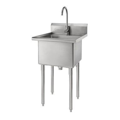 Trinity THA-0303 Stainless Steel Utility Sink w/ Faucet shown from the front right view