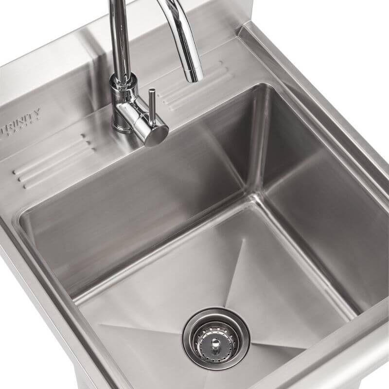 Trinity THA-0307 Basics Stainless Steel Utility Sink w/ Faucet Close Up of the Sink Bowl/Base
