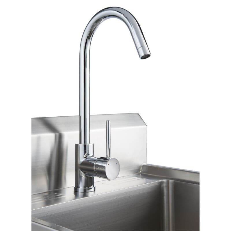 Trinity THA-0307 Basics Stainless Steel Utility Sink w/ Faucet Close Up of the Faucet Viewed from the left
