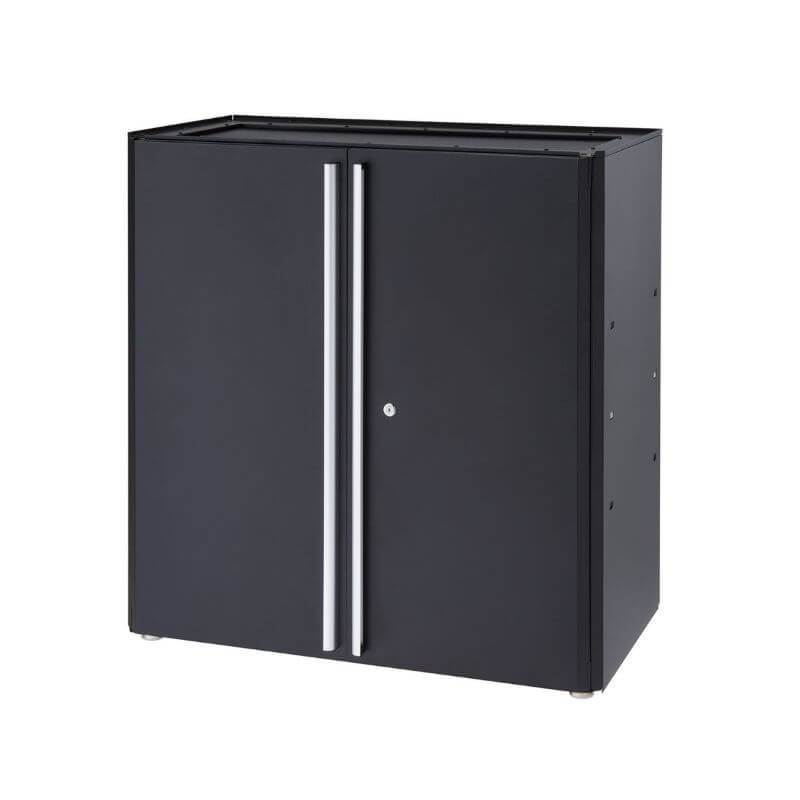 Trinity TLSPBK-0605 (36 in.) Garage Modular Cabinet in Black with Drawers Closed.
