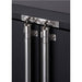 Trinity TSNPBK-0615 (4-Piece) PRO Garage Cabinet Set in Black Close Up of Alumimum Handles Unlocked.