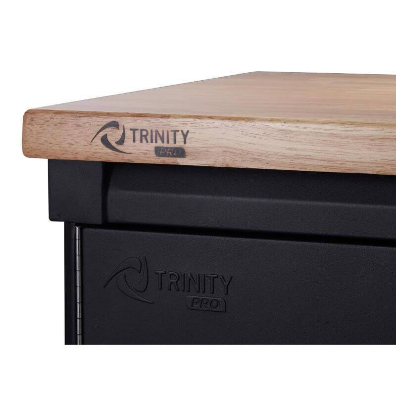 Trinity TSNPBK-0616 (5-Piece) PRO Garage Cabinet Set in Black Close Up of Worktop