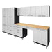 Hercke HC-Kit 5-S73 (24”D x 150”W x 84”H) Storage Desk Garage Cabinet System in powder coat finish shown in side view.