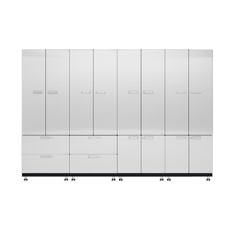 Hercke HC-Kit 7-S73 (24”D x 120”W x 84”H) Locker Wall Garage Cabinet System in powder coat finish shown in front view.