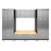 Hercke HC-Kit 9-S72 (24”D x 120”W x 84”H) Storage Bench Garage Cabinet System in stainless steel finish shown in front view.