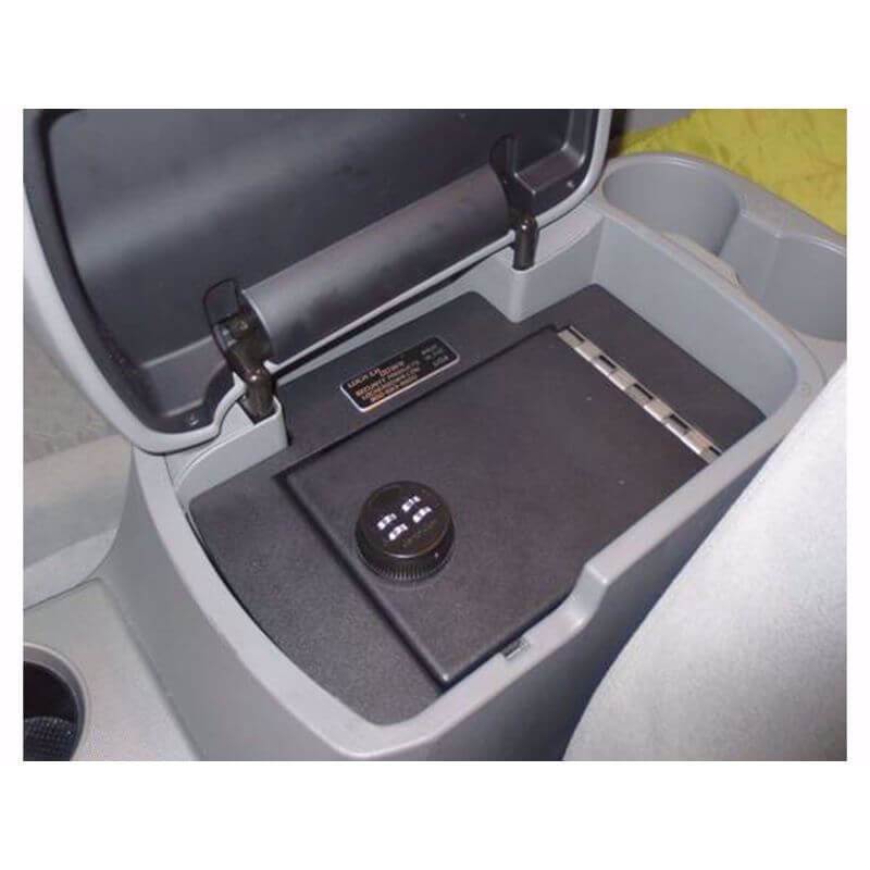 Locker Down LD2012EX vehicle console safe for Toyota Tacoma 2005-2015 viewed form top inside center console.