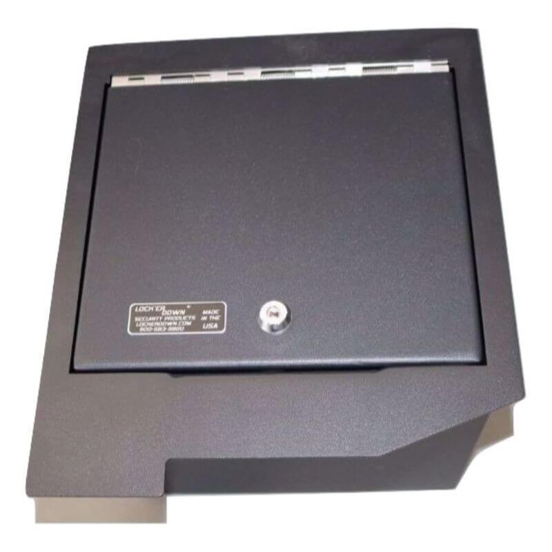Locker Down LD2013 vehicle console safe for Toyota Sequoia and Tundra 2008-2013 viewed from the top.