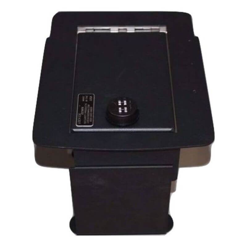 Locker Down LD2017 vehicle console safe for Ford Excursion, F-250, F-350, and F450, 2000-2007 viewed from top.