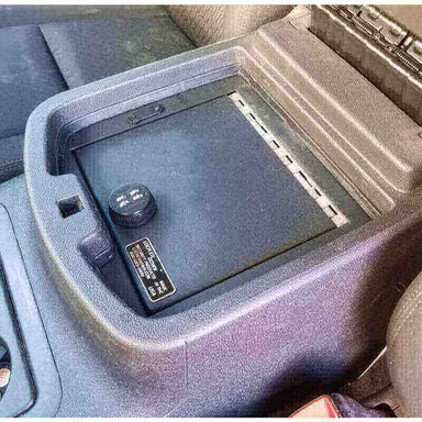 Locker Down LD2019 vehicle console safe for Chevrolet Avalanche 2007-2013 viewed from top inside the center console.