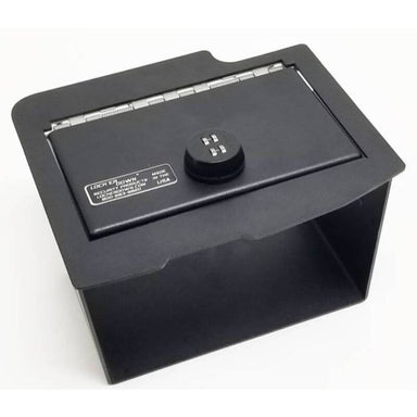 Locker Down LD2028CD vehicle console safe for Dodge Ram 2013-2019 viewed from the top cover.