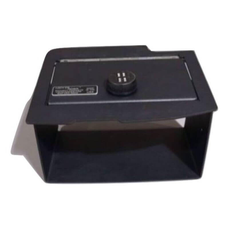 Locker Down LD2028EX vehicle console safe for Dodge Ram 2009-2018 viewed from the top.