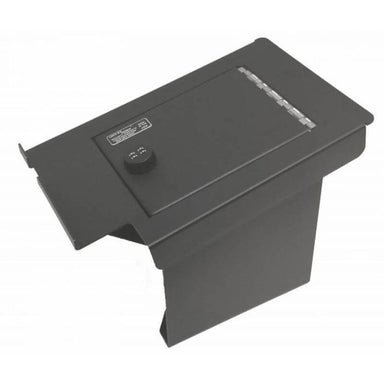 Locker Down LD2034 vehicle console safe for Ford F-250, F-350, F-450 2011-2016 viewed from the top going to tha back with the handle.