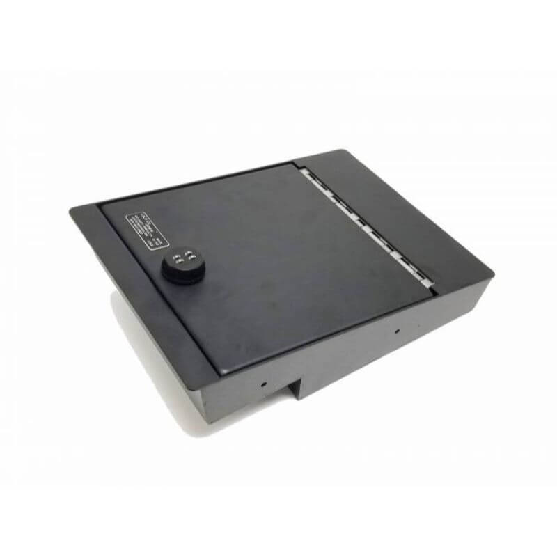Locker Down LD2041 vehicle console safe for Chevrolet Silverado and GMC Sierra 2014-2018 viewed from the top cover.