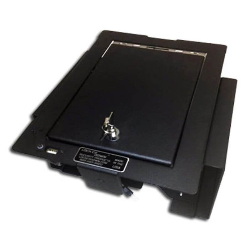 Locker Down LD2055EX vehicle console safe for Ford F-150, F-250, F-350, F450 2017-2020 viewed from the top cover.