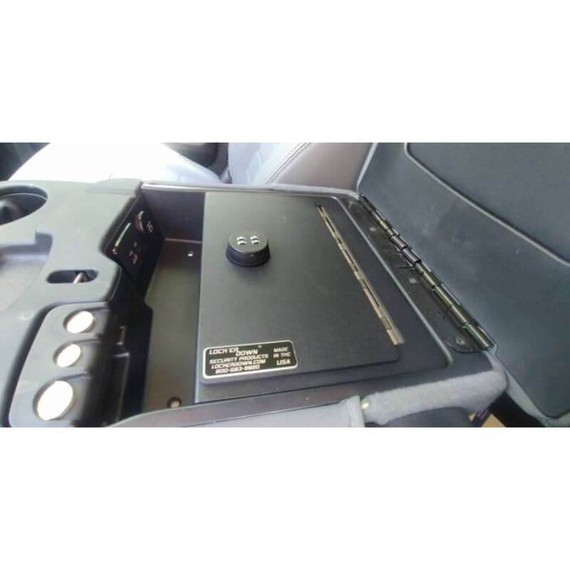 Locker Down LD2059EX vehicle console safe for Dodge Ram F-1500, F-2500, F3500, Trade  20012-2019 viewed from the top horizontal.