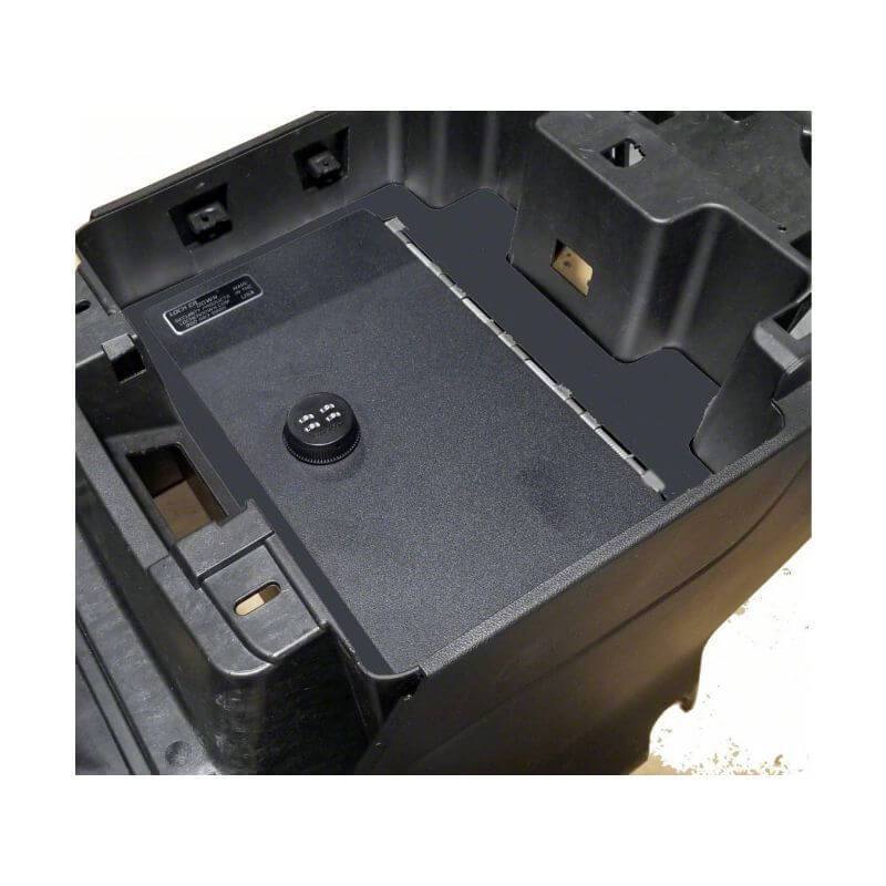 Locker Down LD2072EX vehicle console safe for Chevrolet	Silverado and GMC Sierra 2019-2020 viewed from the top cover.