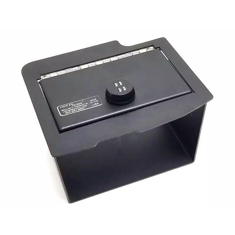 Locker Down LD2078L vehicle console safe for Dodge Ram 1500, 2500, 3500, 4500 2019-2020 viewed from the top cover.