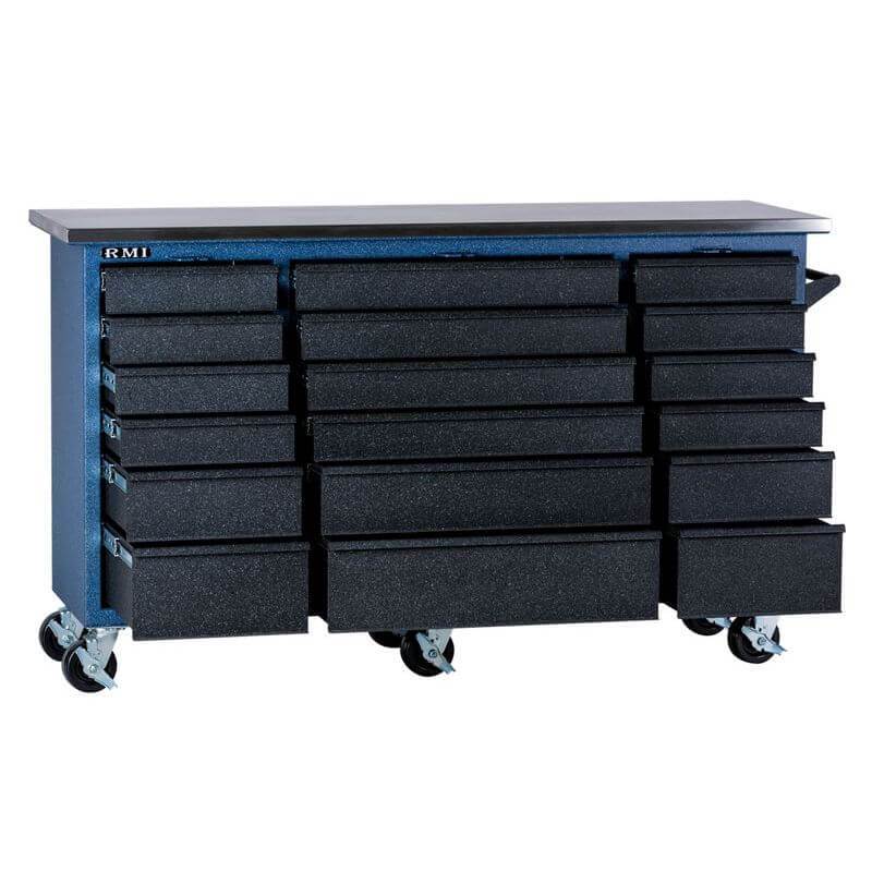 Rhino RMI RTC4372D Tool Chest shown in front view with drawers opened with white background