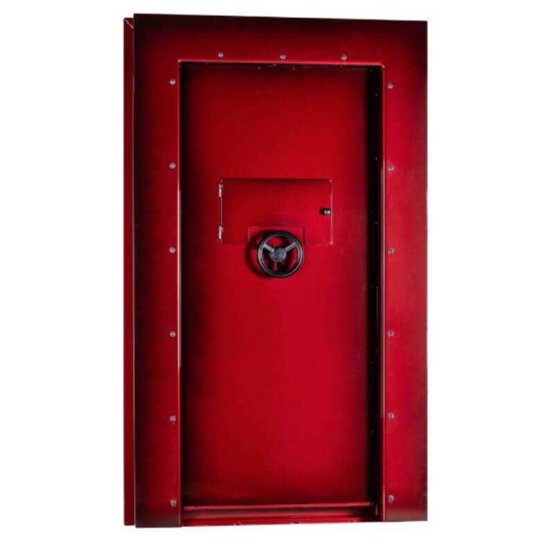 Rhino Ironworks V8040GL Out-Swing Vault Door - 80X40X8.26 color option crimson shown in back view with white background